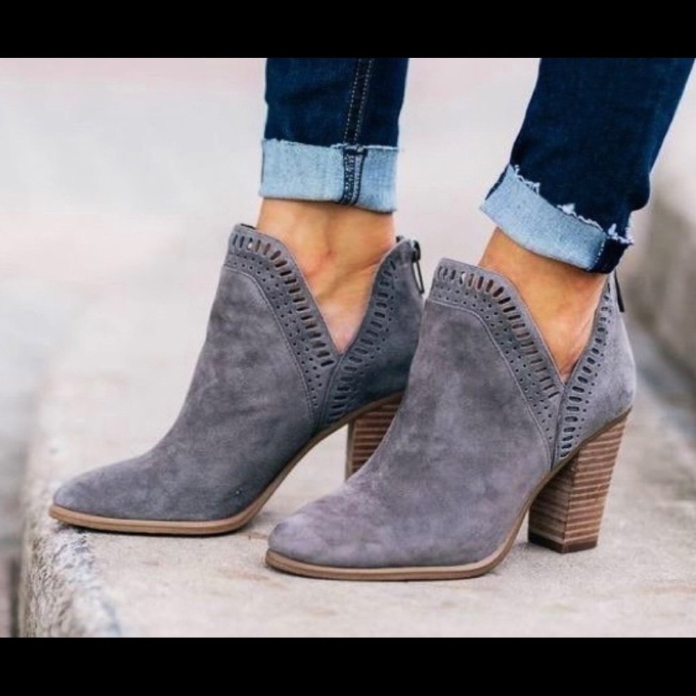 Vince Camuto- Fileana Gray Suede Booties